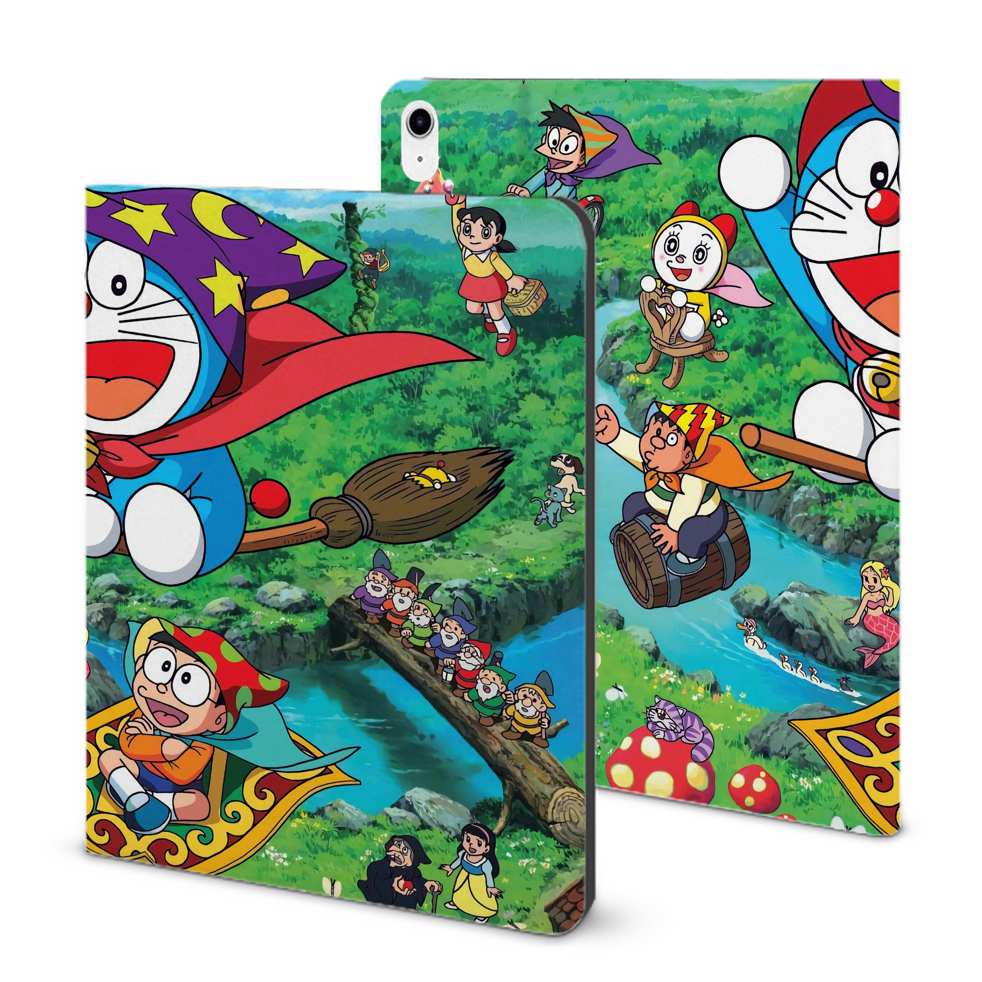 （画像用） ドラえもん Doraemon IPad ケース ブック型 PUレザー TPU 耐衝撃 軽量 薄型 ペン収納なし 全面保護 IPad 各モデル対応
